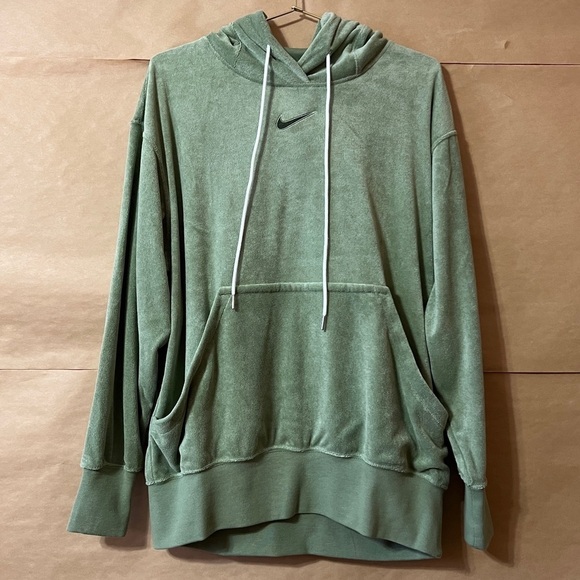 Nike Tops - Nike | Oversized Terry Pullover Center Swoosh Hoodie Sweatshirt Green Size XS